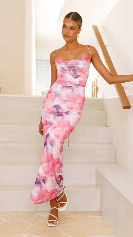 Ashley Maxi Dress - Pink Floral