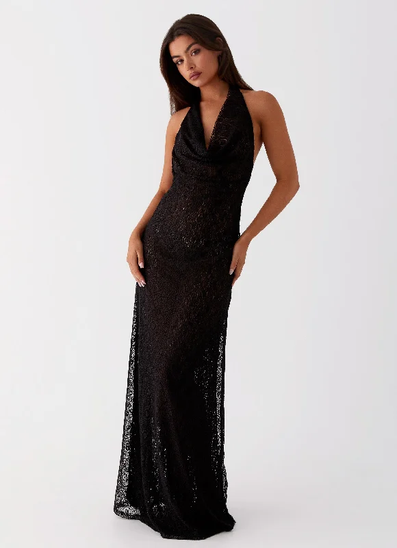 Tempest Cowl Neck Maxi Dress - Black