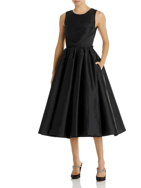 Womens Taffeta Sleeveless Fit & Flare Dress