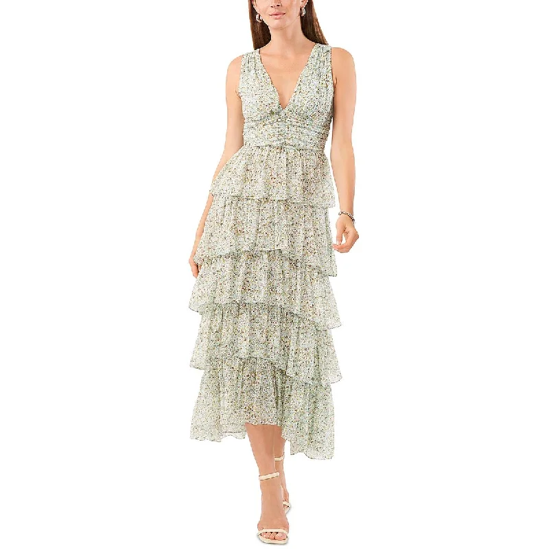 1.State Womens Floral Ruffled Maxi Dress