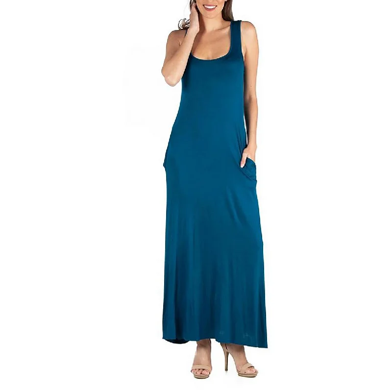 24seven Comfort Apparel Womens Plus Knit Sleeveless Maxi Dress