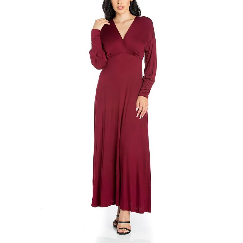 24seven Comfort Apparel Womens Plus Knit Surplice Maxi Dress