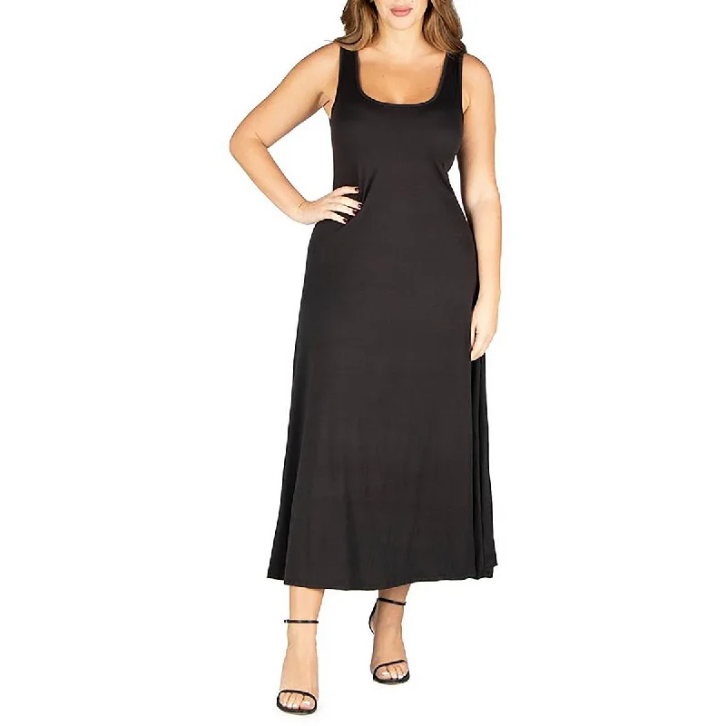 24seven Comfort Apparel Womens Plus Sleeveless Scoop Neck Maxi Dress