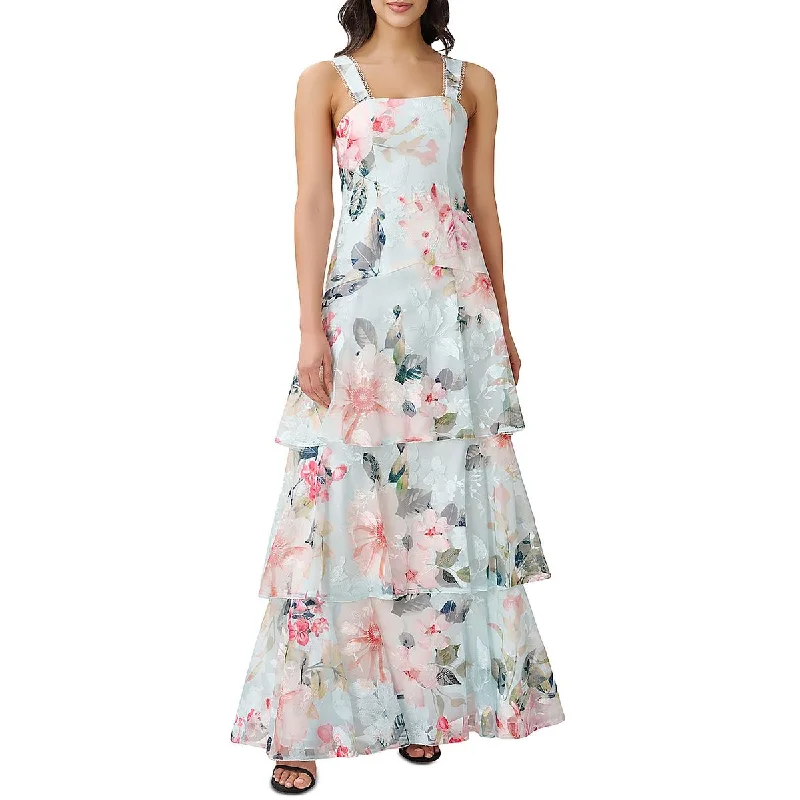 Aidan Mattox Womens Tiered A Line Cocktail And Party Dress