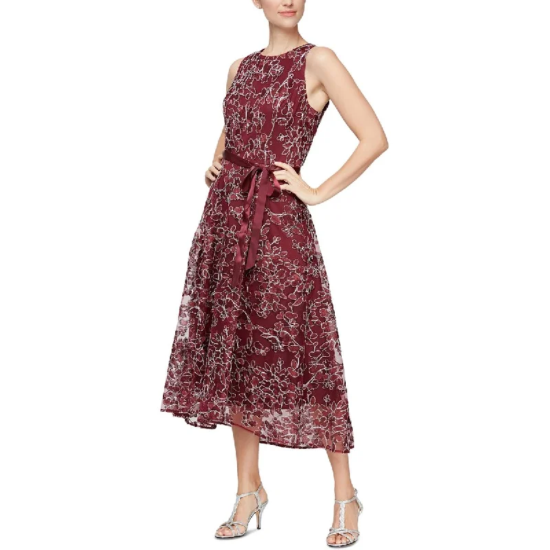 Alex & Eve Womens Embroidered Hi-Low Cocktail and Party Dress