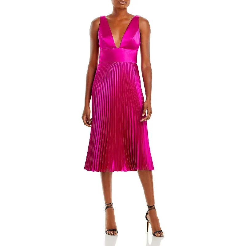 Amsale Womens Deep V Neck Long Cocktail And Party Dress