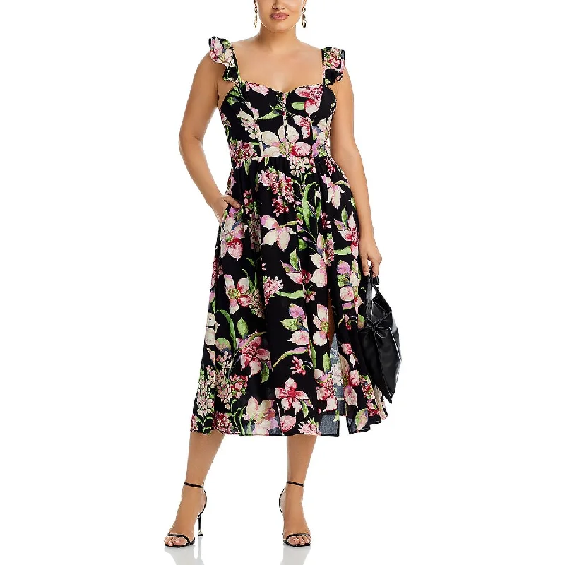 Aqua Womens Floral Print Long Maxi Dress