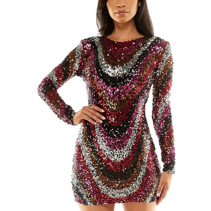 B. Darlin Womens Juniors Sequined Low Back Cocktail and Party Dress