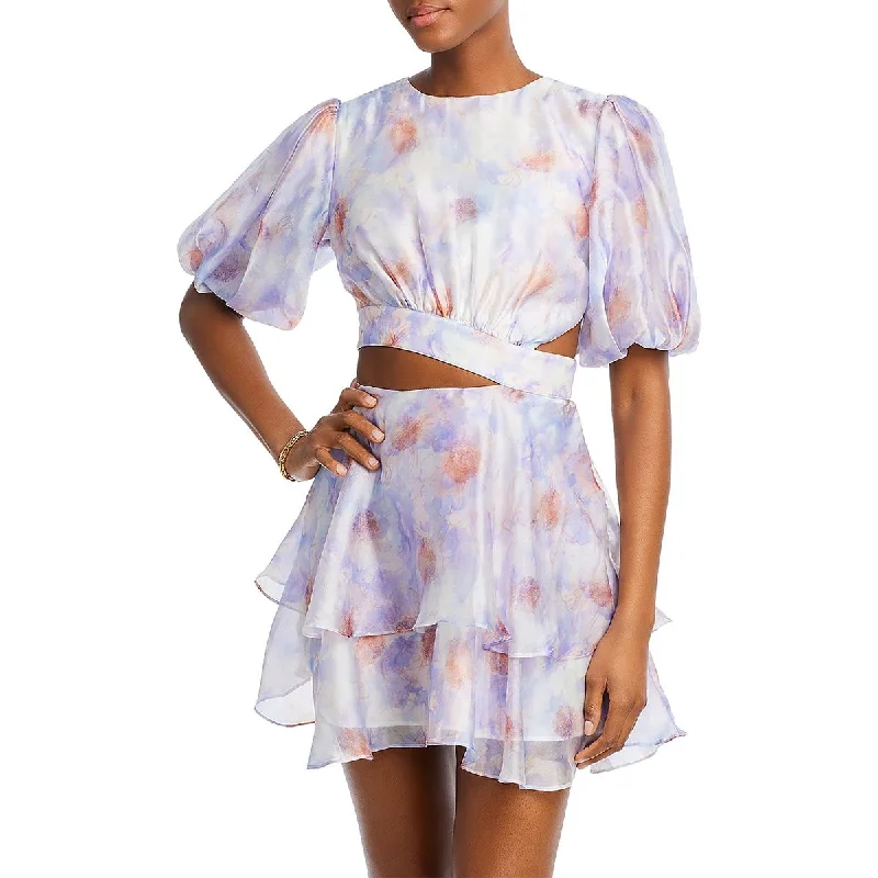Final Sale Event Bardot Womens Maia Cut-Out Tiered Fit & Flare Dress