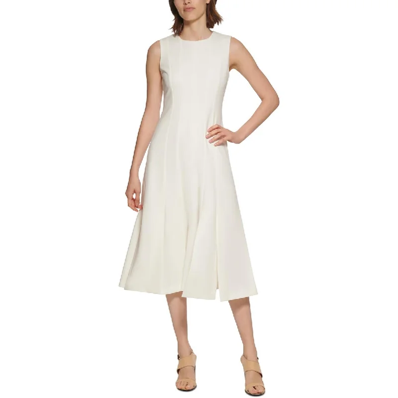 Calvin Klein Womens Pleated Midi Fit & Flare Dress