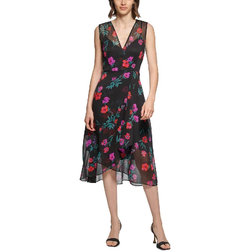 Exclusive Discounts Just for You Calvin Klein Womens Floral Print  Fit & Flare Dress