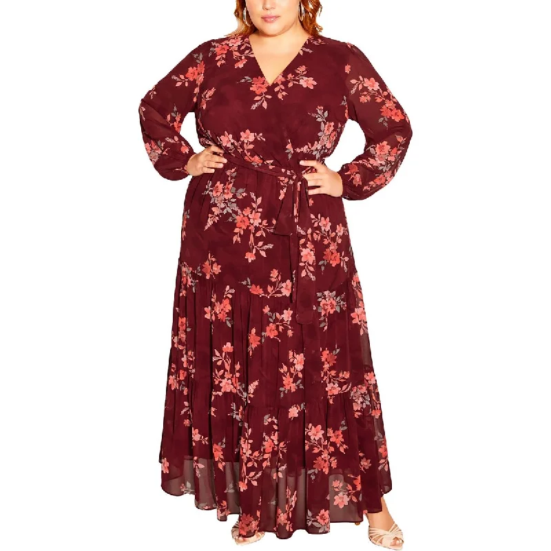 City Chic Womens Plus Alicia Floral Print  Maxi Dress