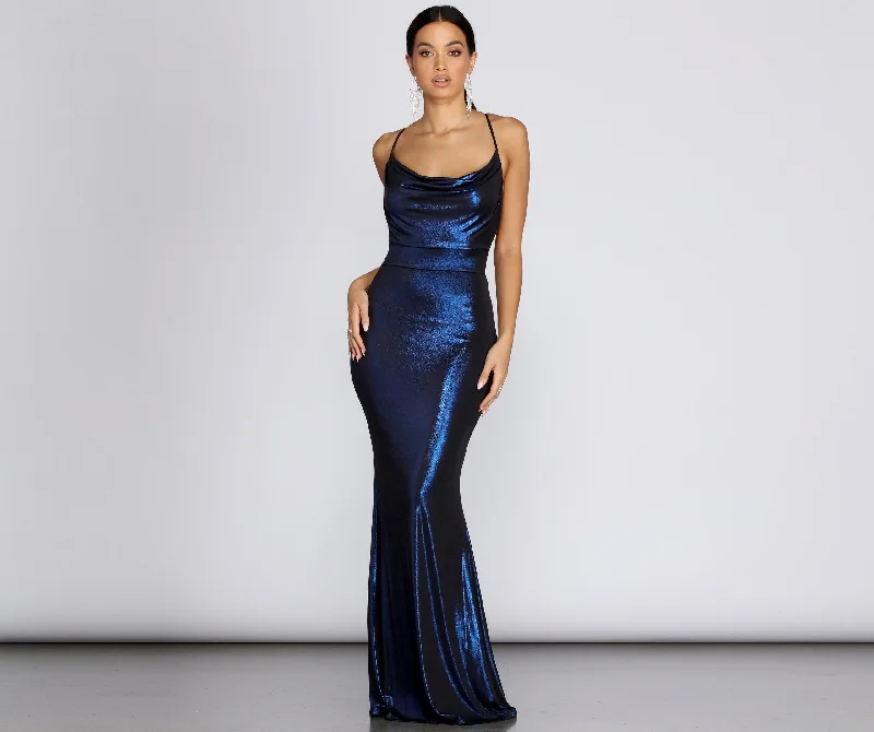 Jenna Metallic Stylish Goddess Maxi Dress