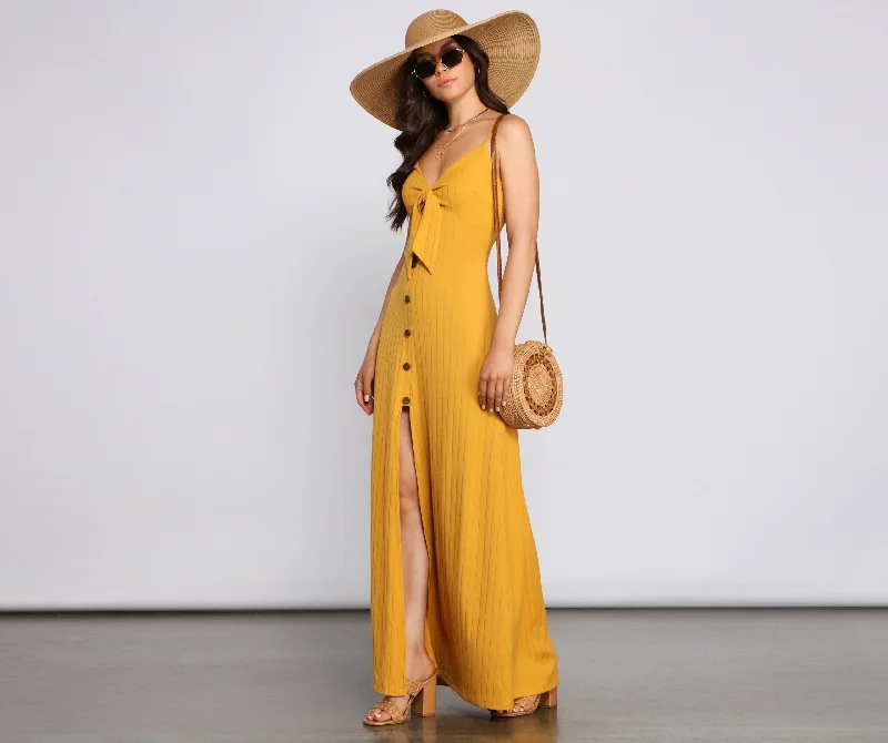 Casual Glam Ribbed Charming Knit Maxi Dress