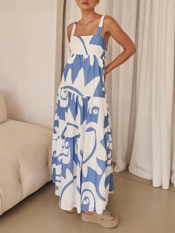 Bohemian Geometric Stylish Print Maxi Dress