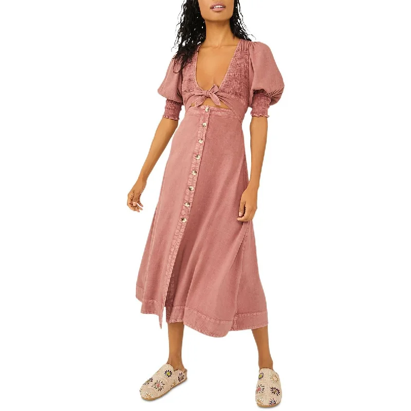 Free People Womens String Of Hearts Cut-Out Knot Front Maxi Dress