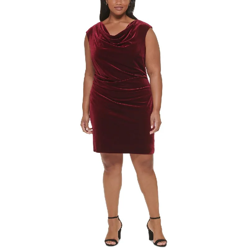 Jessica Howard Womens Plus Velvet Mini Cocktail and Party Dress