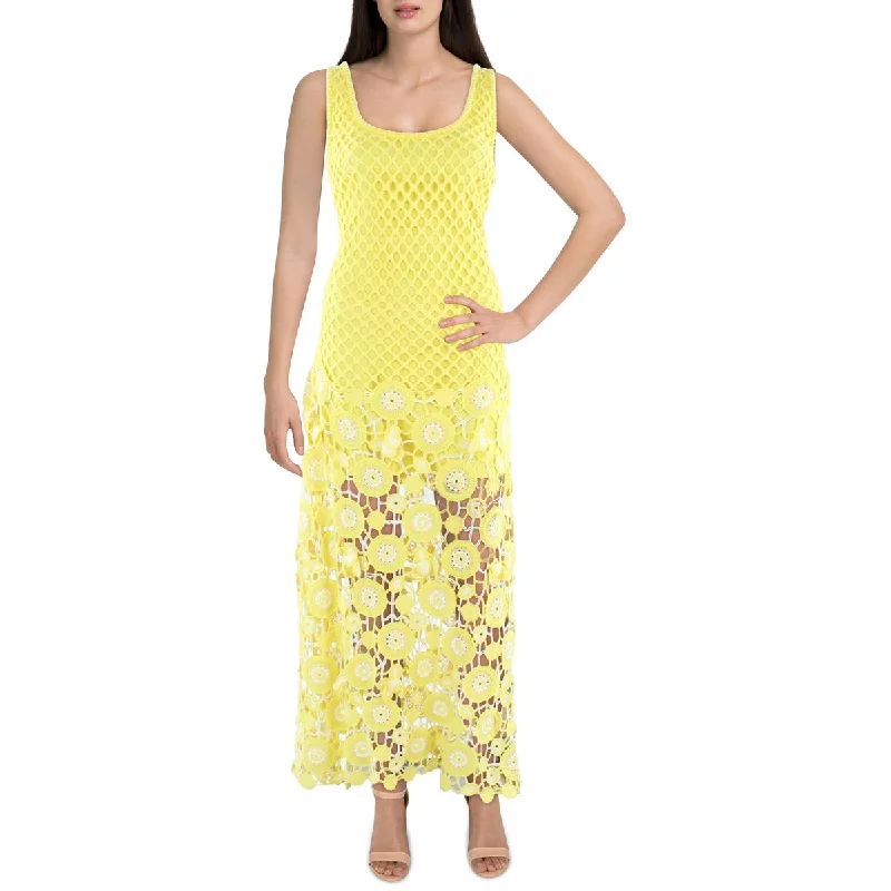 Jonathan Simkhai Womens Samilla Crochet Semi-Sheer Maxi Dress