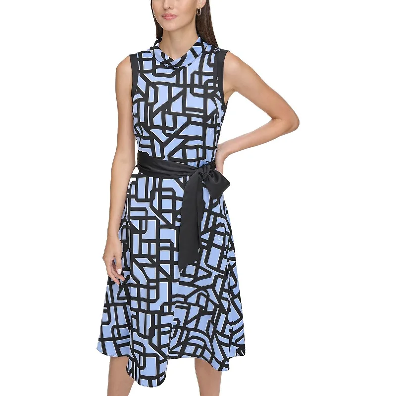 Karl Lagerfeld Paris Womens Belted Long Maxi Dress