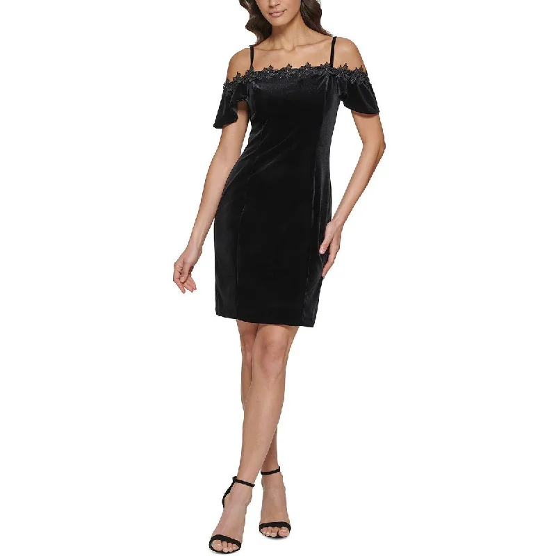 Kensie Dresses Womens Velvet Mini Cocktail and Party Dress