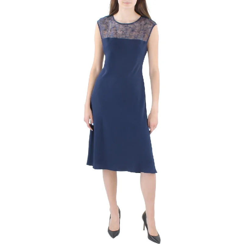 Lauren Ralph Lauren Womens Lace Knee-Length Cocktail and Party Dress