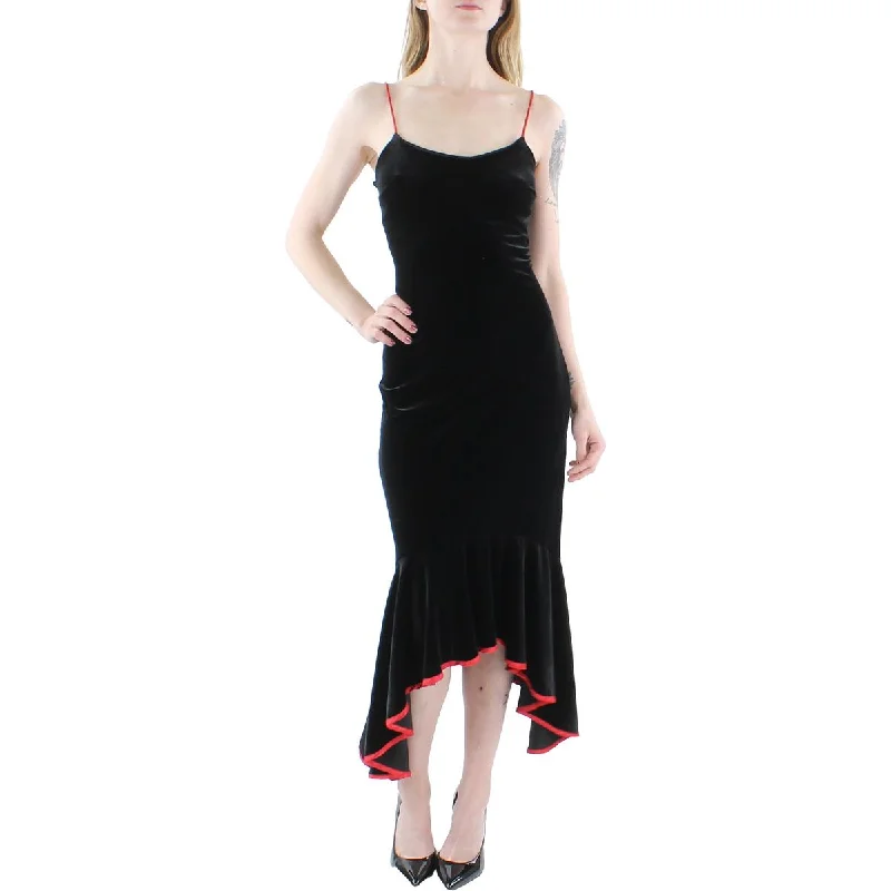 Lavish Alice Womens Velvet Sharkbite Hem Cocktail and Party Dress