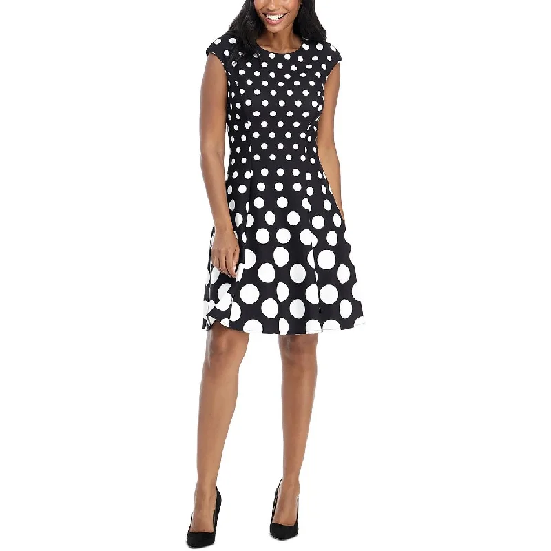 London Times Womens Petites Party Midi Fit & Flare Dress