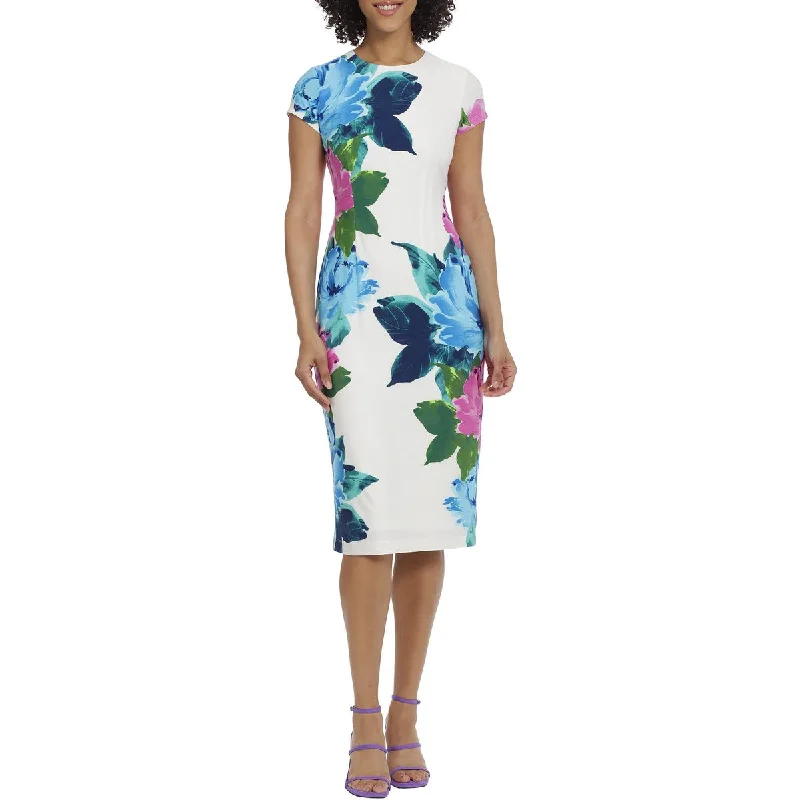 Maggy London Womens Floral Midi Sheath Dress