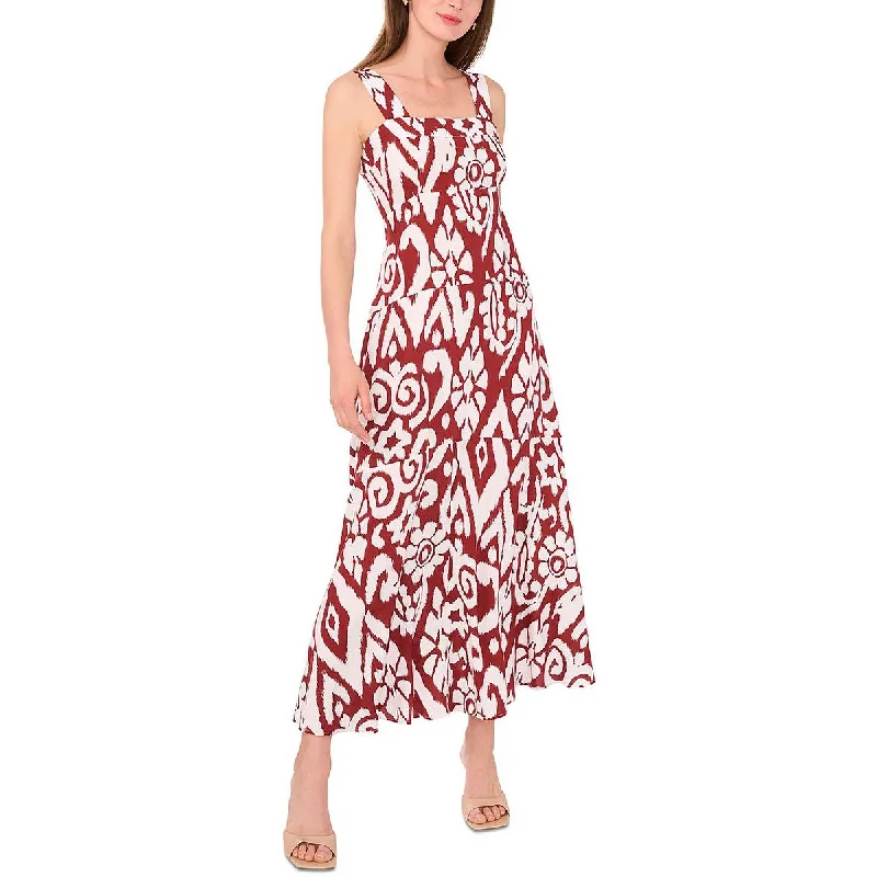 MSK Womens Printed Square Neck Maxi Dress