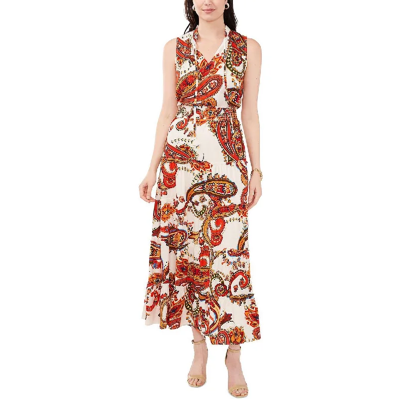 MSK Womens Printed Tiered Maxi Dress