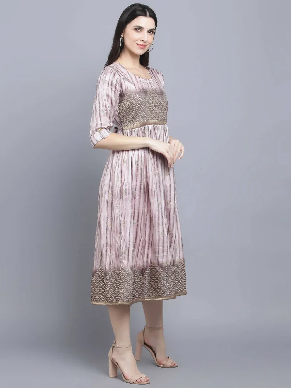 Myshka Women Grey Floral Midi Dress