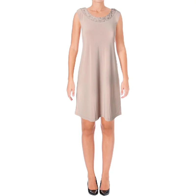 R&M Richards Womens Petites Matte Jersey Glitter Cocktail And Party Dress