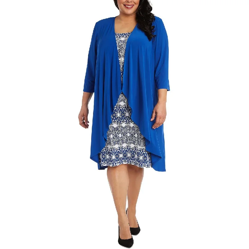 R&M Richards Womens Plus Jacket Midi Two Piece Dress