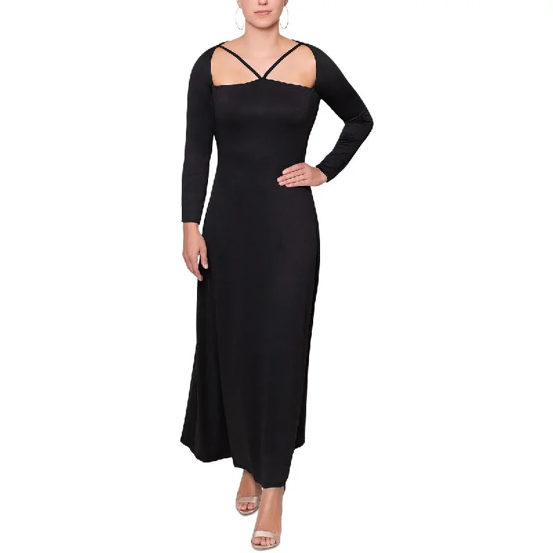 Rachel Rachel Roy Womens Strappy Neck Long Cocktail and Party Dress