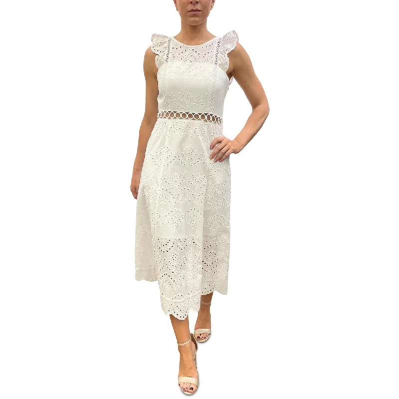 Sam Edelman Womens Eyelet Cotton Midi Dress