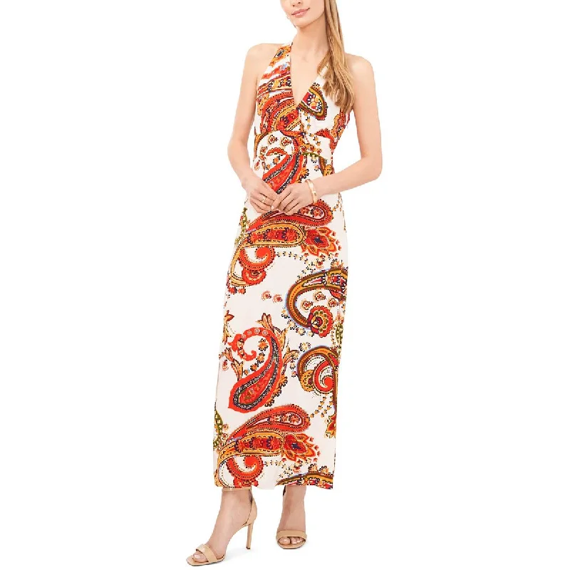 Vince Camuto Womens Paisley Halter Maxi Dress