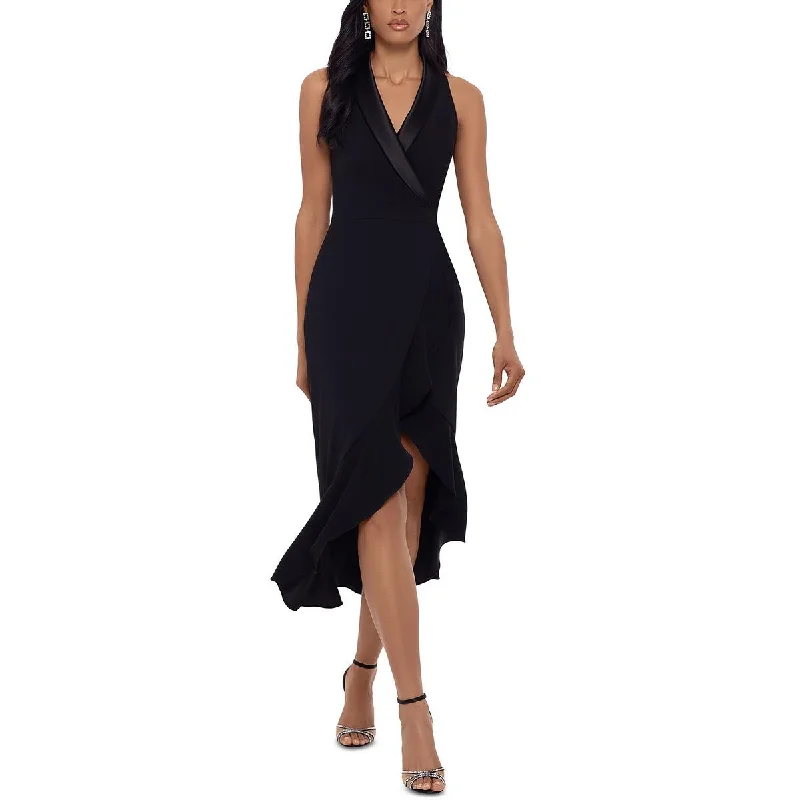 Xscape Womens Asymmetric Collared Maxi Dress