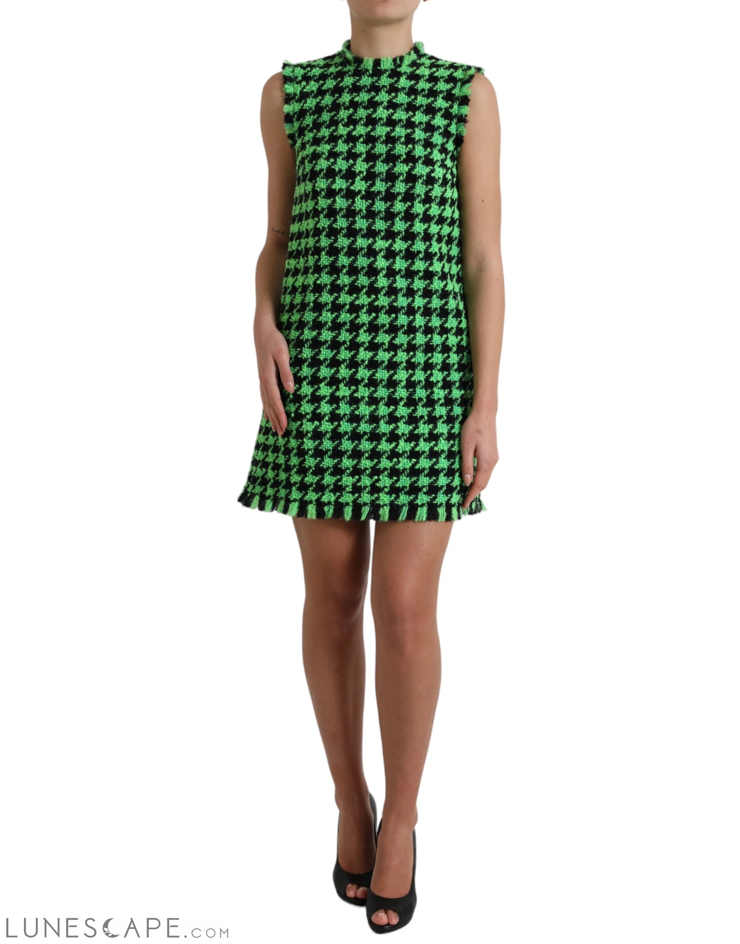 Dolce & Gabbana Elegant Houndstooth Knitted Mini Dress