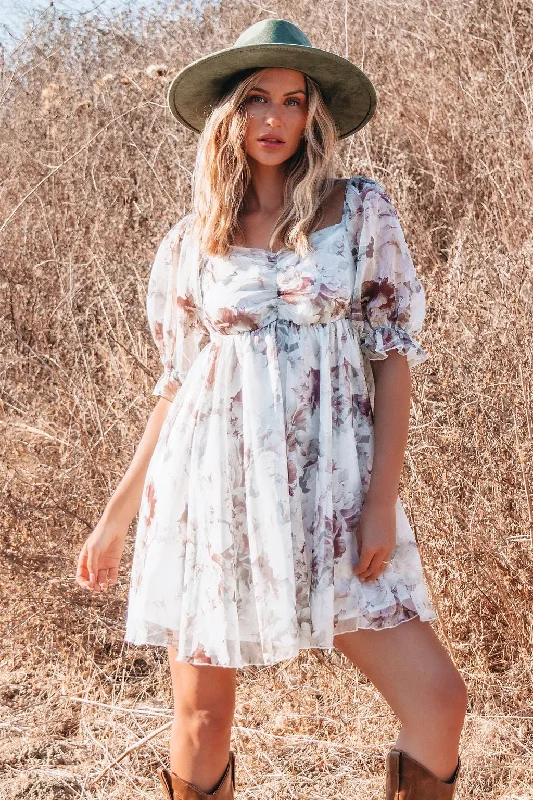 Angelic Floral Print Mini Dress