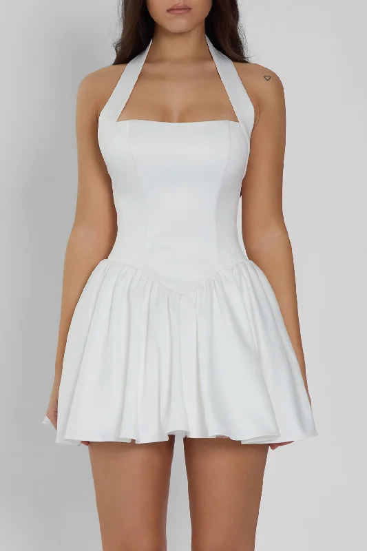 Hyades Halter Corset Mini Dress - White