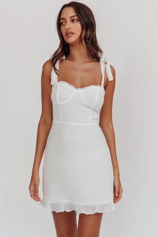 Jezika Tied Shoulder Mini Dress White