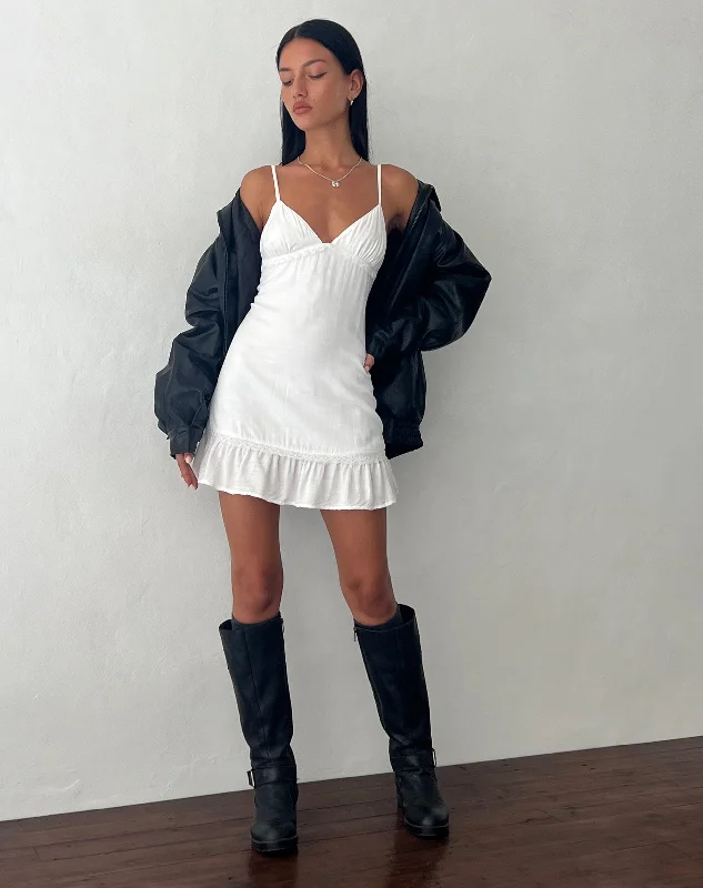 Tavita Frill Mini Dress in White