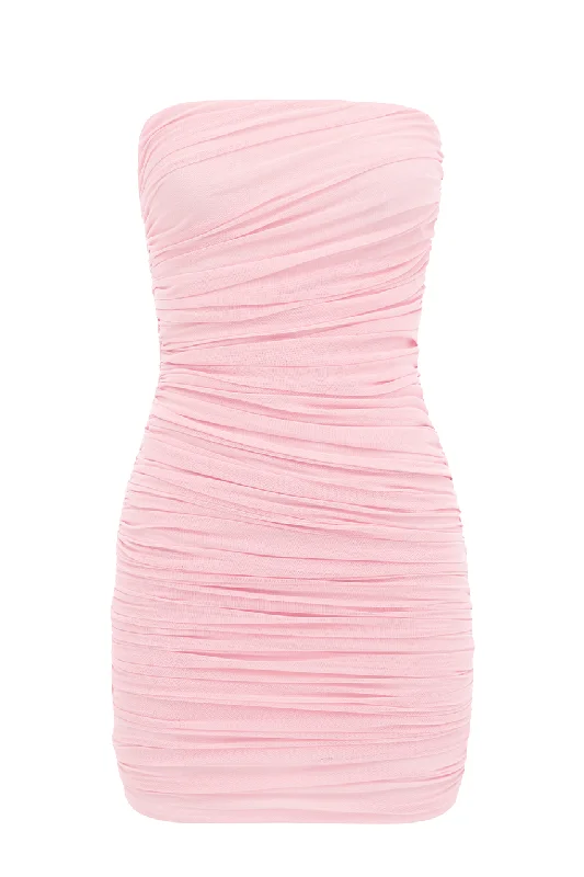 THE MESH MINI DRESS - PINK