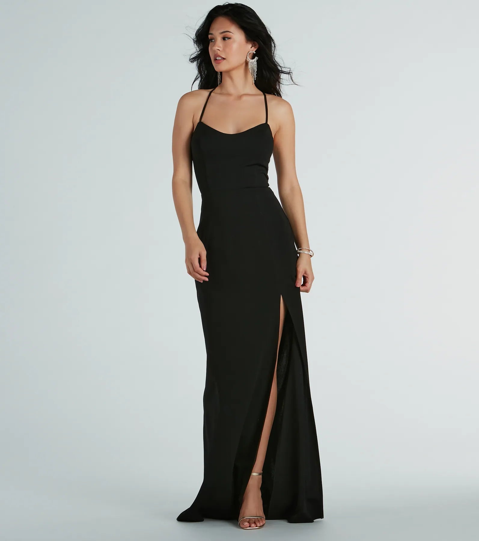 Brianna Strappy Back Mermaid Crepe Formal Dress