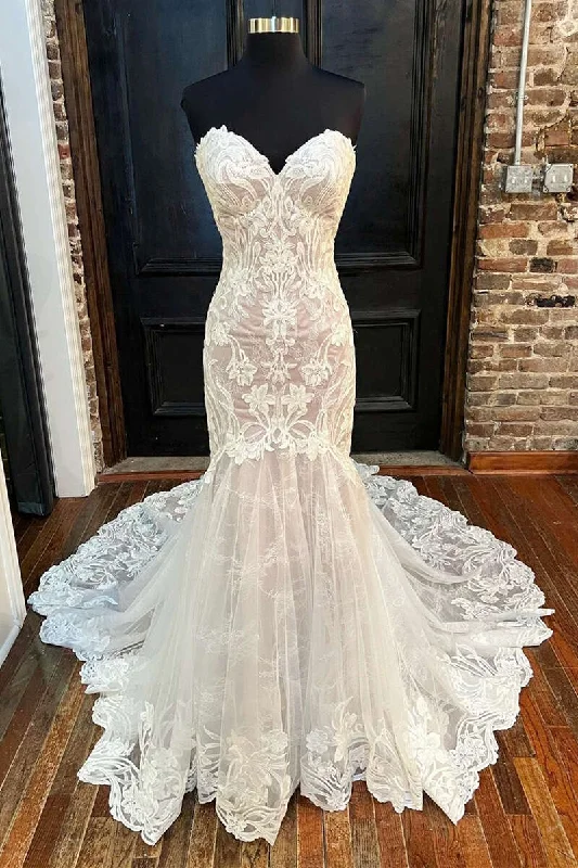 Ivory Strapless Mermaid Long Wedding Dress