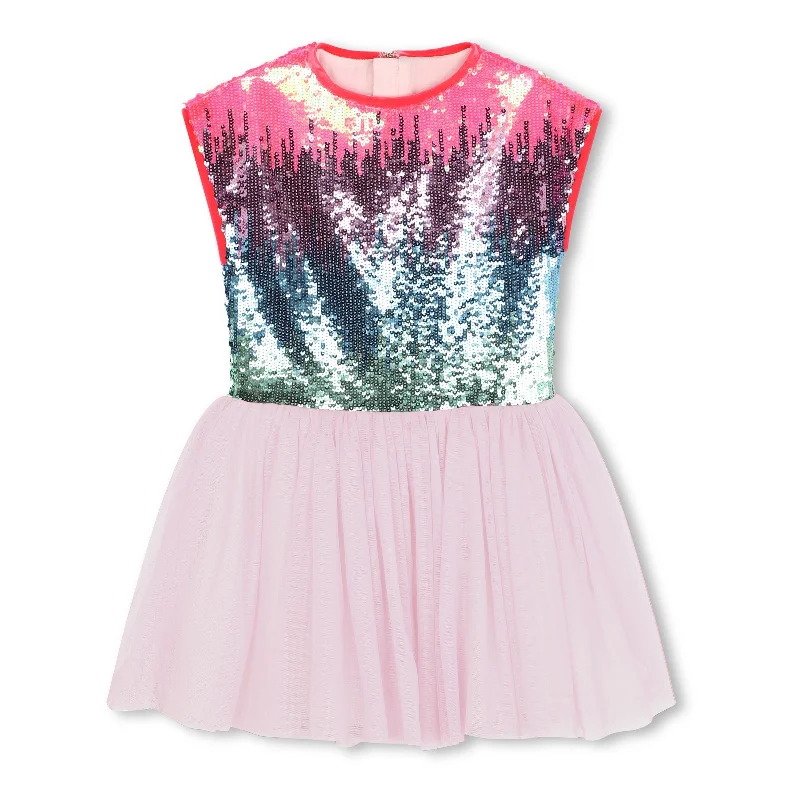 Pink Sleeveless Sequin Jersey Dress