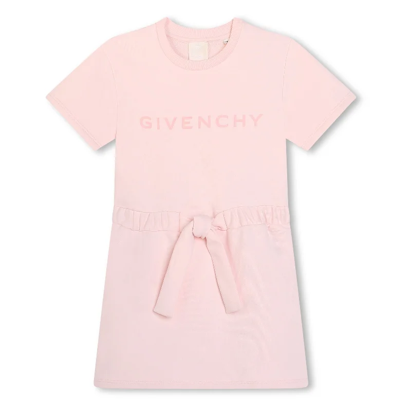 Pink Logo Print Ribbon Dress